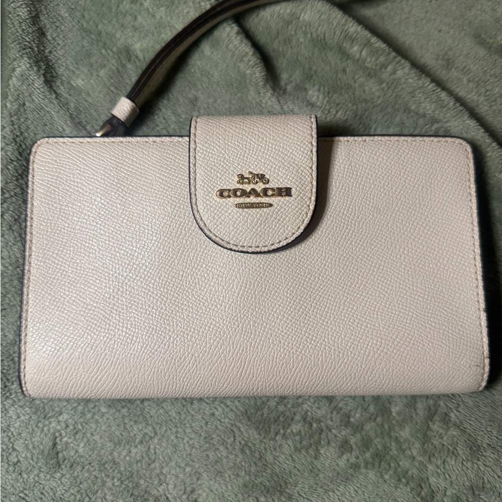 Coach Cream Leather Phone Wallet